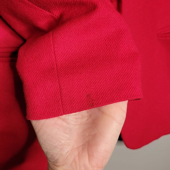 Vintage Women's 8 Wool Blend Red Blazer Jacket Business Career Old Money Preppy - Picture 7 of 8
